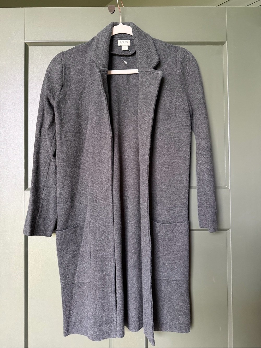 J. Crew Gray Open-Front Long Sweater Jacket